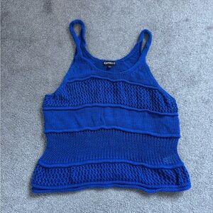 Express Women's Blue Knit Tank Top